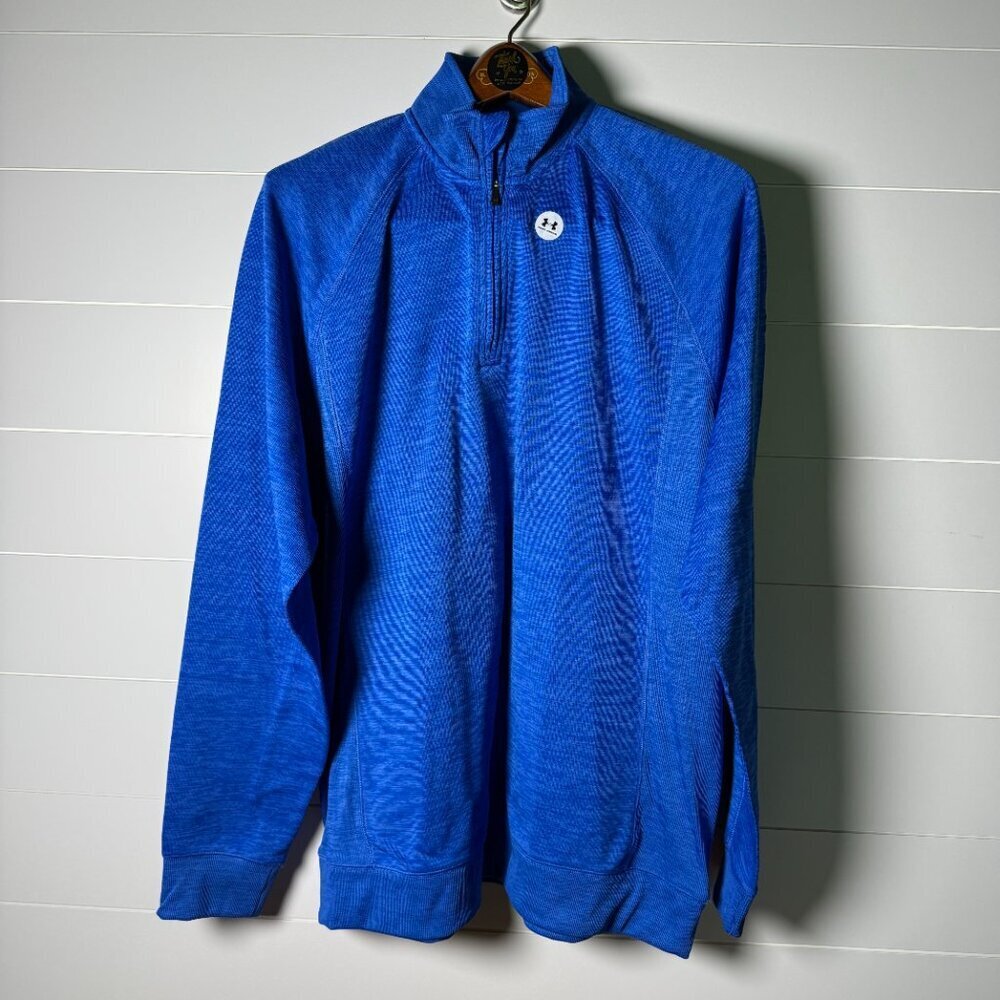 NWT Under Armour Cold Gear Golf Loose Fit Royal Blue Quarter Zip XL